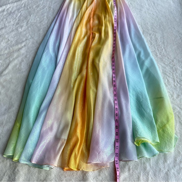 Rococo Sand Zale V-neck Yellow Blue A-Line Maxi Dress S - Picture 5 of 15